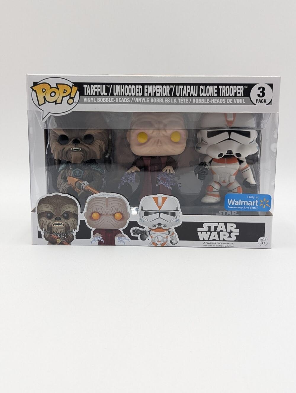 3-Pack Funko Pop! Star Wars Tarfful/Unhooded Emperor/Utapau Clone Trooper Vinyl